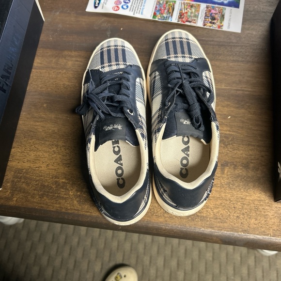Coach Navy and White Plaid Sneakers - Picture 4 of 4